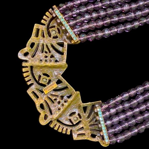 HEIDI DAUS Retired Opulent Amethyst Multi-strand Necklace ART DECO Centerpiece - Picture 5 of 5